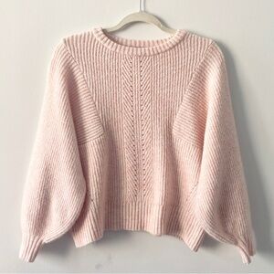 TopShop Cozy Pink Knit Cropped Crewneck Sweater